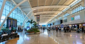 Interior view of Goa International Airport terminal facilities